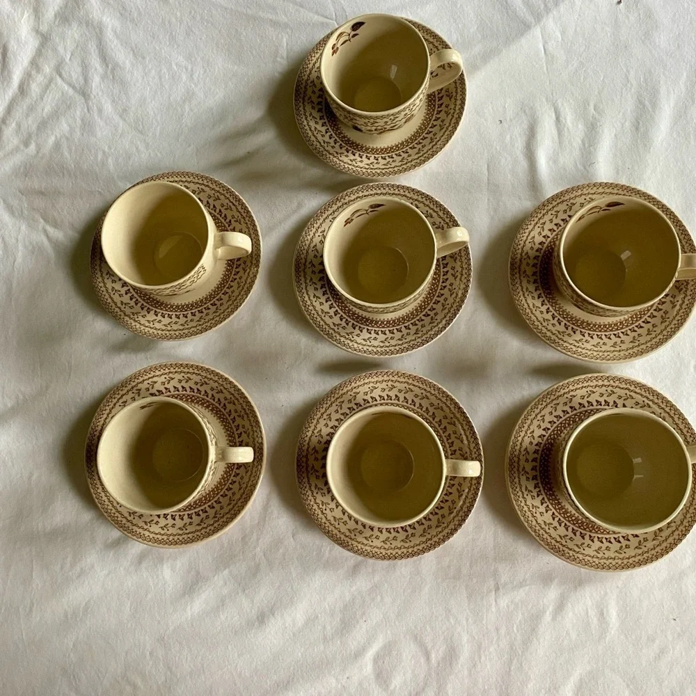 Johnson Brothers Fruit Sampler Cup and Saucer Set of 7